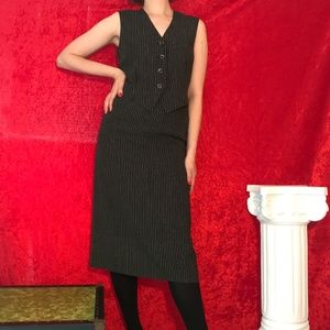 Navy and white pinstripe skirt set XS